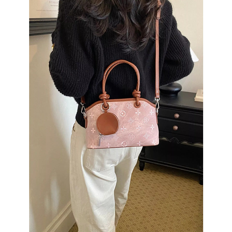 Monogram Pattern Crossbody Bag with Detachable Coin Purse Apparel and Accessories