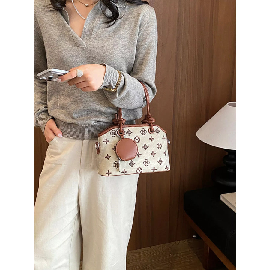 Monogram Pattern Crossbody Bag with Detachable Coin Purse Apparel and Accessories
