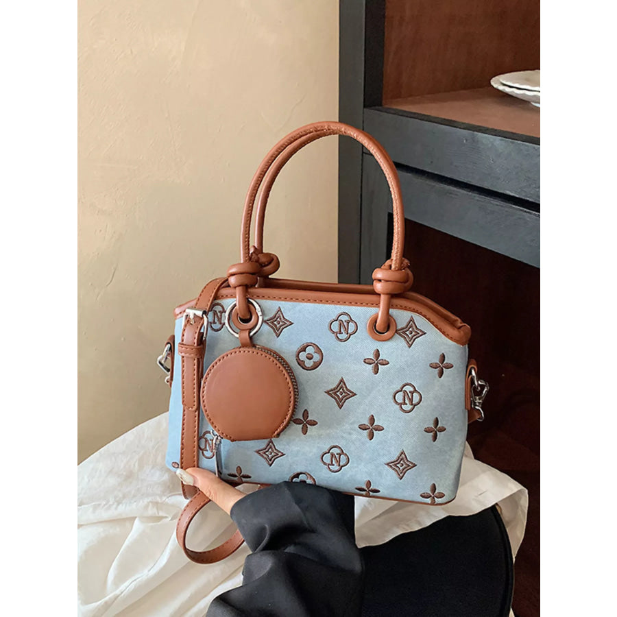 Monogram Pattern Crossbody Bag with Detachable Coin Purse Apparel and Accessories