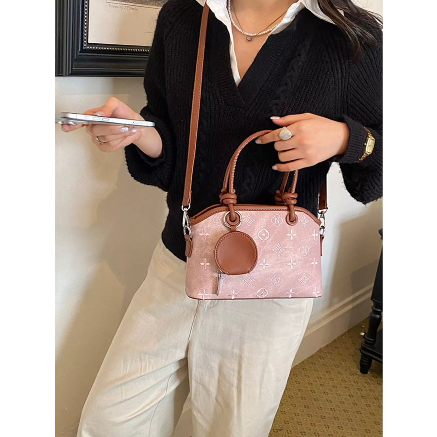 Monogram Pattern Crossbody Bag with Detachable Coin Purse Apparel and Accessories