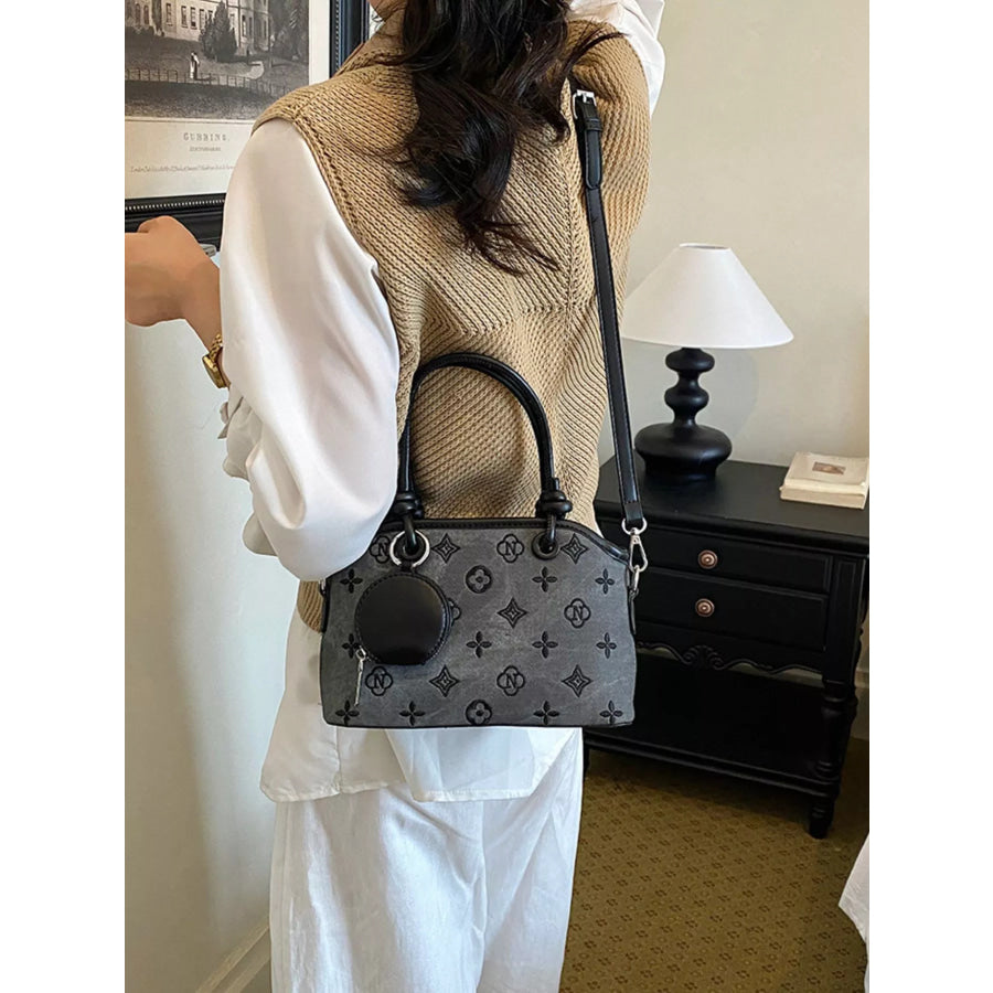 Monogram Pattern Crossbody Bag with Detachable Coin Purse Apparel and Accessories