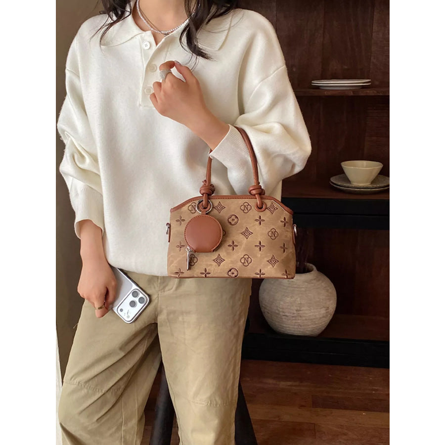 Monogram Pattern Crossbody Bag with Detachable Coin Purse Apparel and Accessories