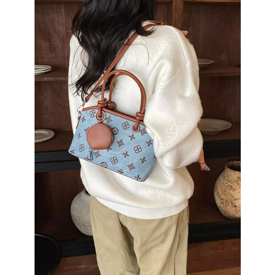 Monogram Pattern Crossbody Bag with Detachable Coin Purse Apparel and Accessories