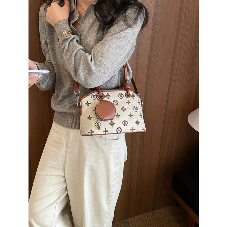 Monogram Pattern Crossbody Bag with Detachable Coin Purse Apparel and Accessories