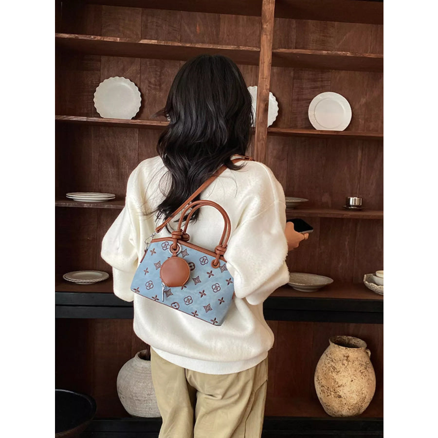 Monogram Pattern Crossbody Bag with Detachable Coin Purse Apparel and Accessories