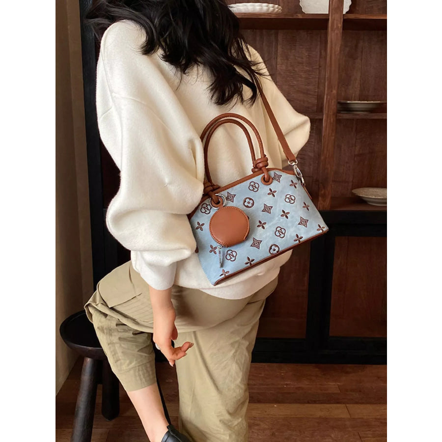 Monogram Pattern Crossbody Bag with Detachable Coin Purse Apparel and Accessories