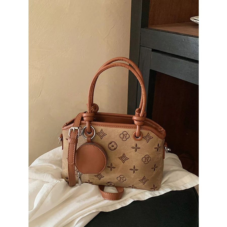 Monogram Pattern Crossbody Bag with Detachable Coin Purse Apparel and Accessories