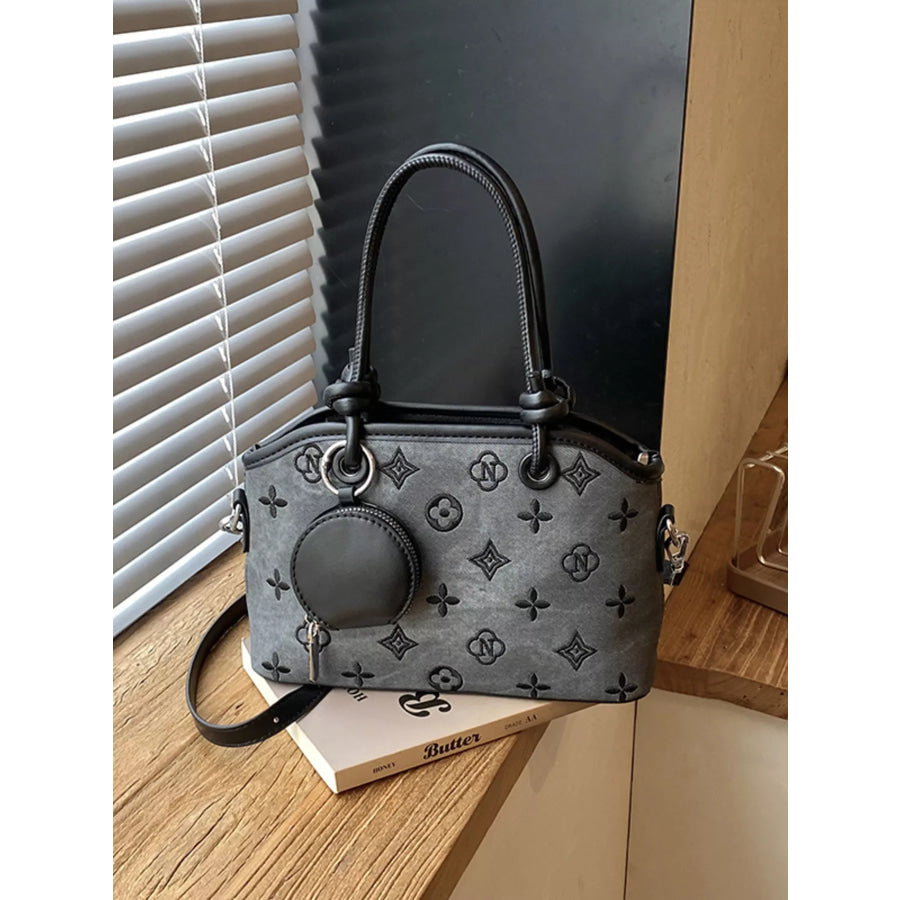 Monogram Pattern Crossbody Bag with Detachable Coin Purse Apparel and Accessories