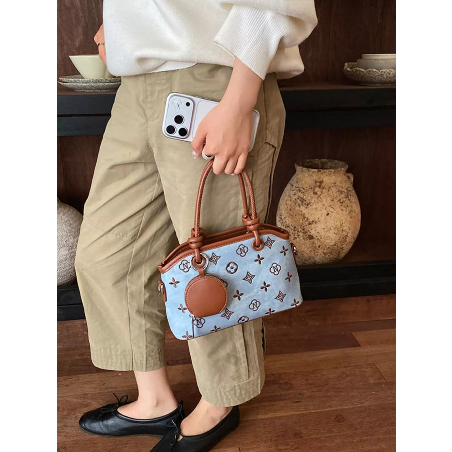 Monogram Pattern Crossbody Bag with Detachable Coin Purse Apparel and Accessories