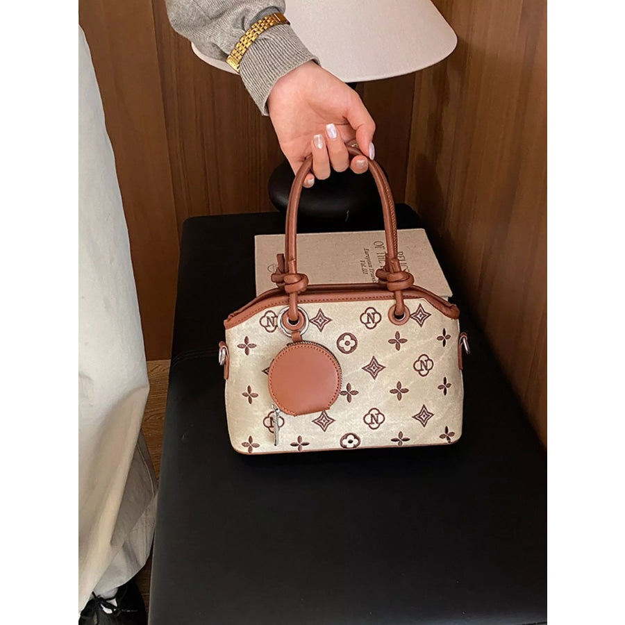 Monogram Pattern Crossbody Bag with Detachable Coin Purse Off-white / onesize Apparel and Accessories