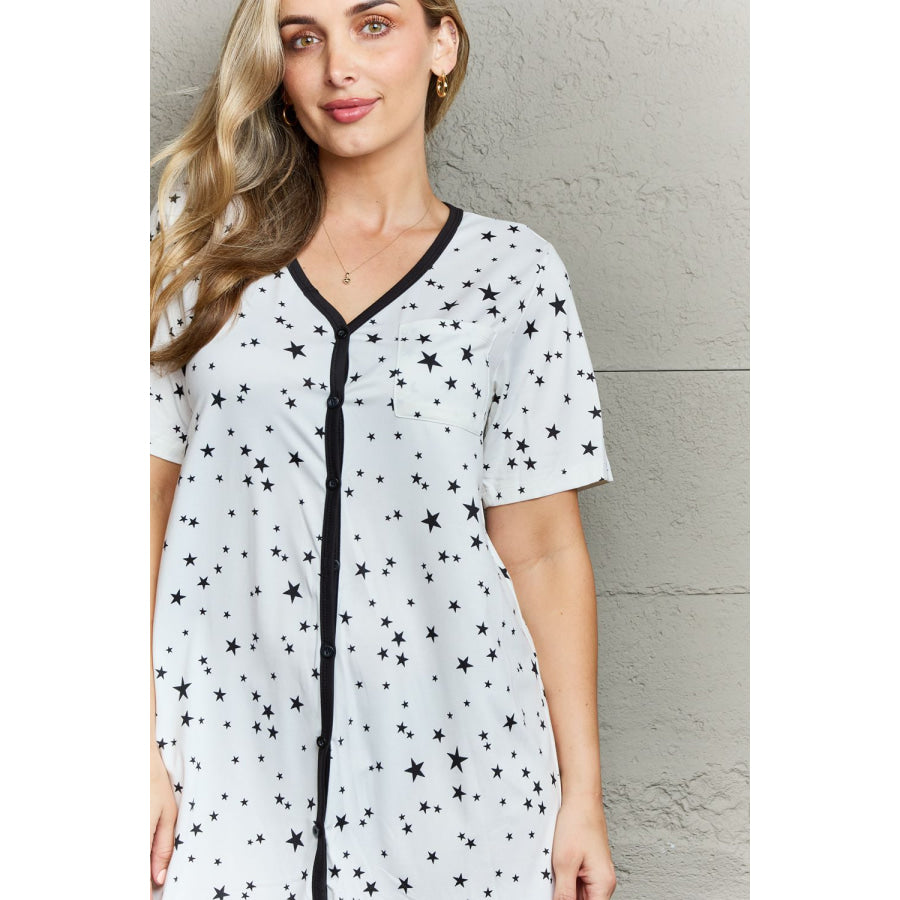 MOON NITE Quilted Quivers Button Down Sleepwear Dress Apparel and Accessories