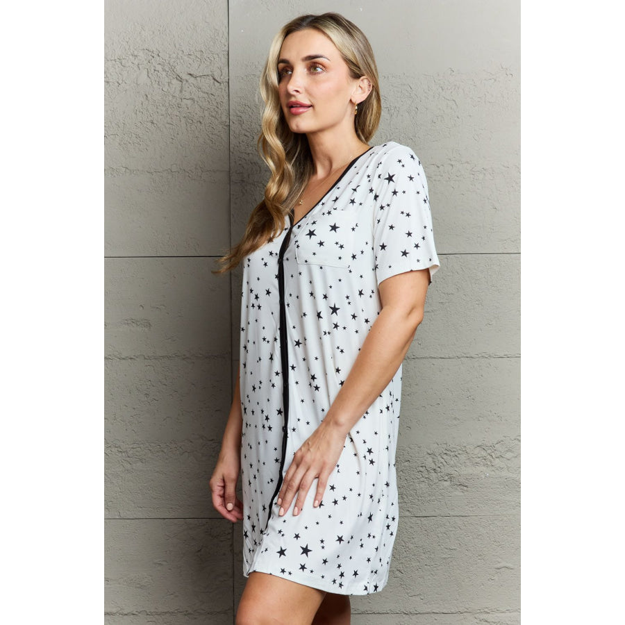 MOON NITE Quilted Quivers Button Down Sleepwear Dress Apparel and Accessories