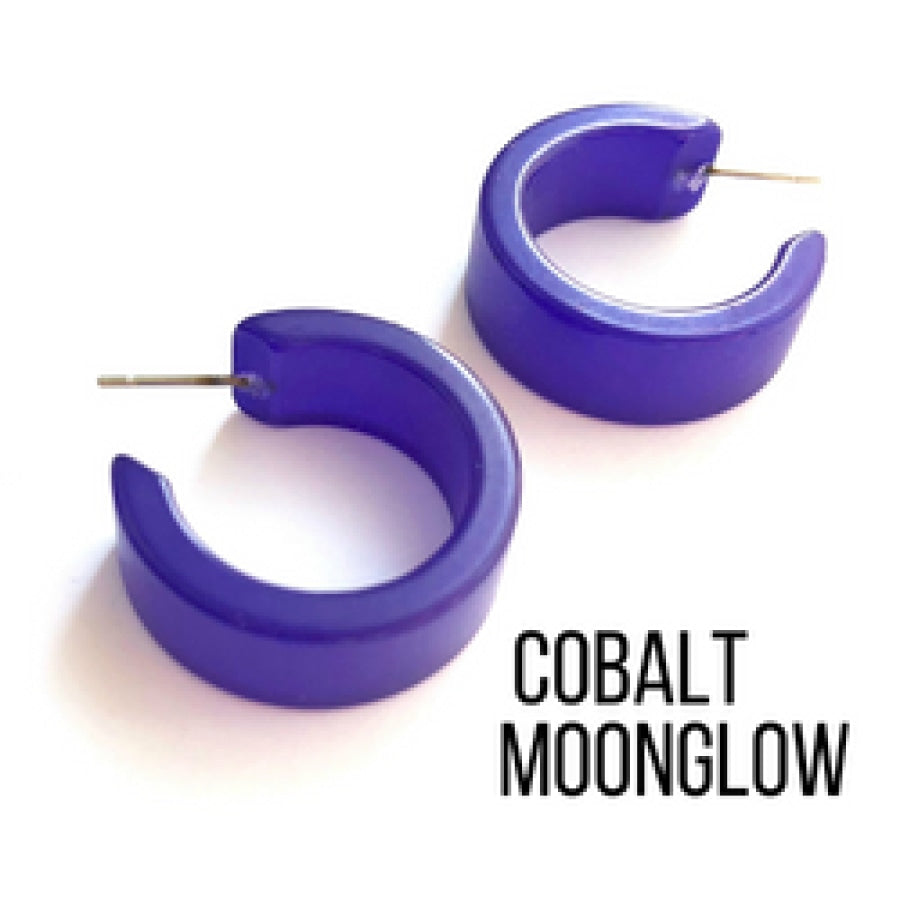 Moonglow Clara Hoop Earrings Cobalt MG Wide Classic Hoops