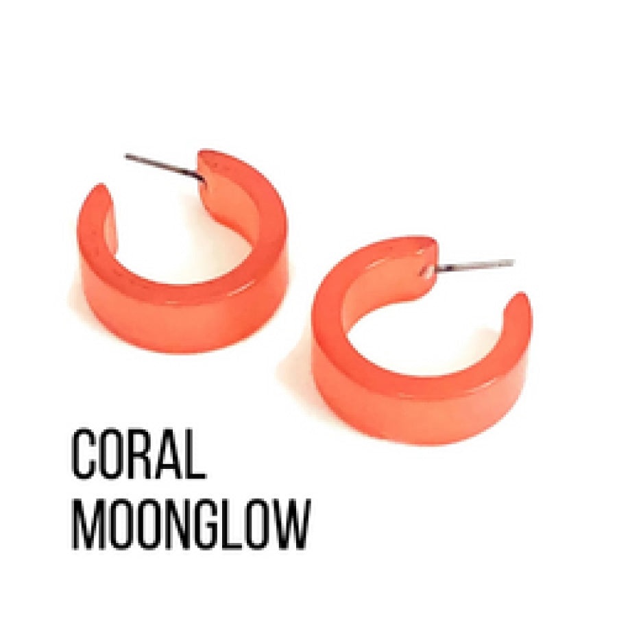 Moonglow Clara Hoop Earrings Coral MG Wide Classic Hoops