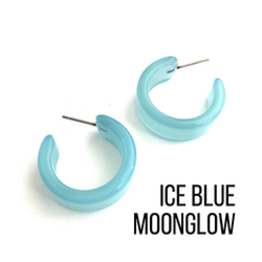 Moonglow Clara Hoop Earrings Ice Blue MG Wide Classic Hoops