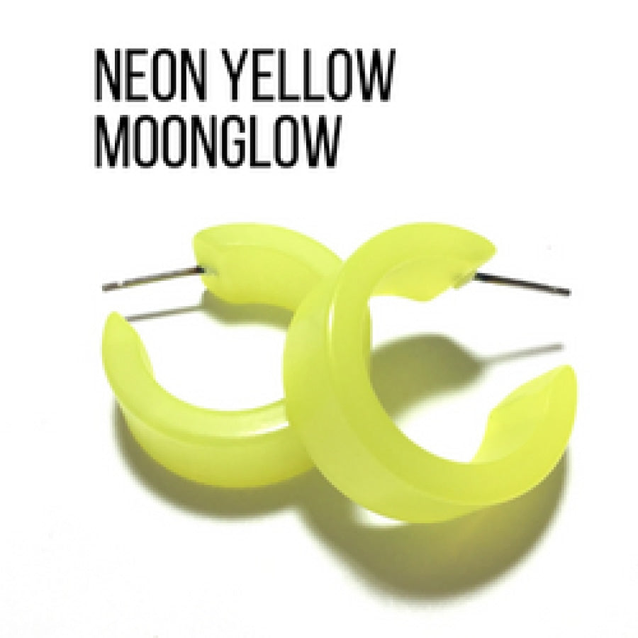 Moonglow Clara Hoop Earrings Neon Yellow MG Wide Classic Hoops