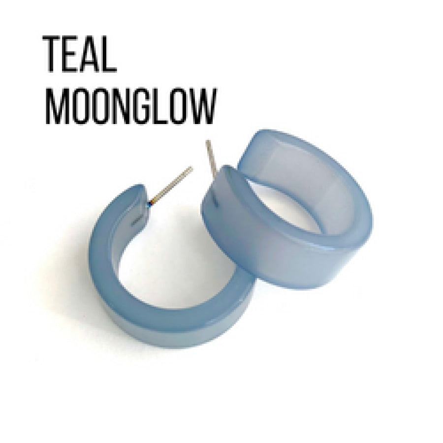 Moonglow Clara Hoop Earrings Teal MG Wide Classic Hoops