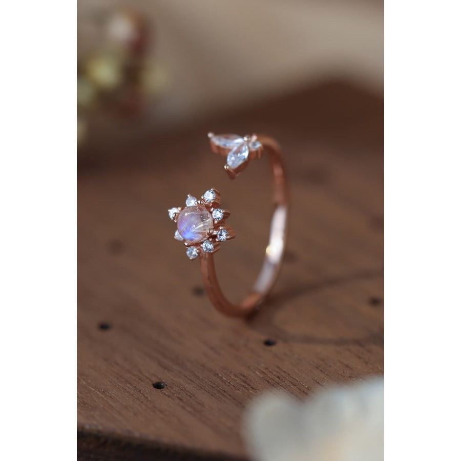 Moonstone 18K Rose Gold-Plated Open Ring Rose Gold / One Size