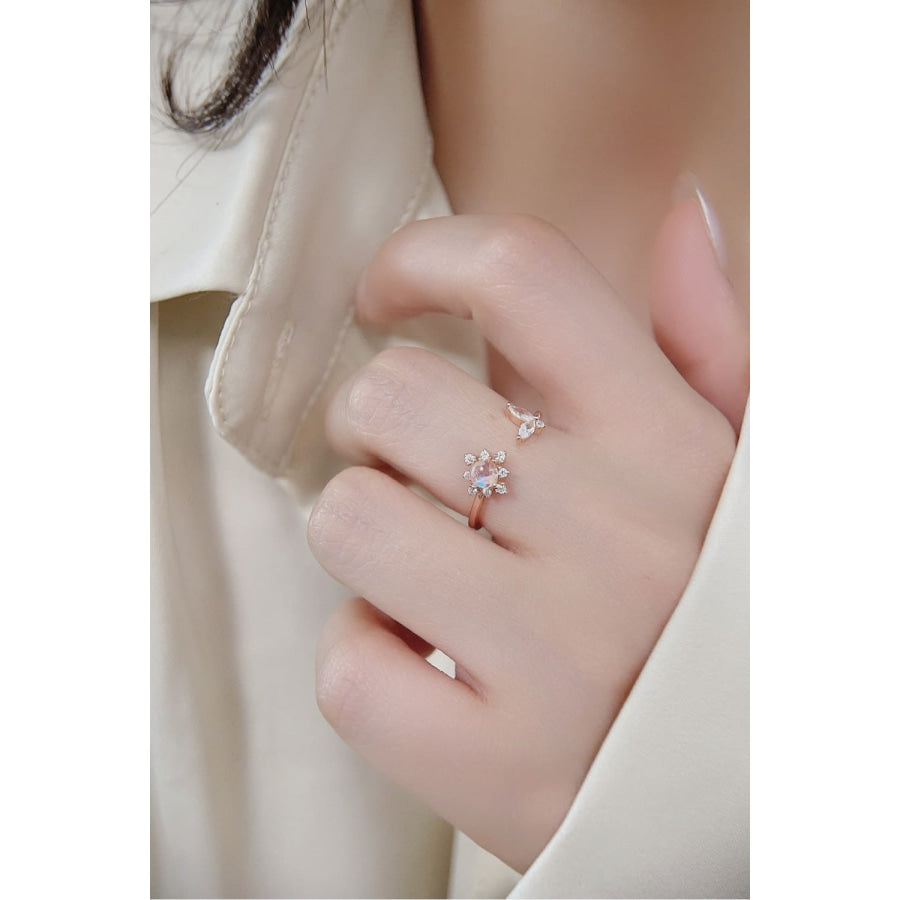 Moonstone 18K Rose Gold-Plated Open Ring Rose Gold / One Size