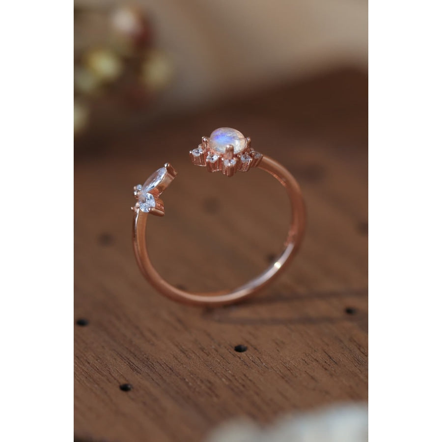 Moonstone 18K Rose Gold-Plated Open Ring Rose Gold / One Size