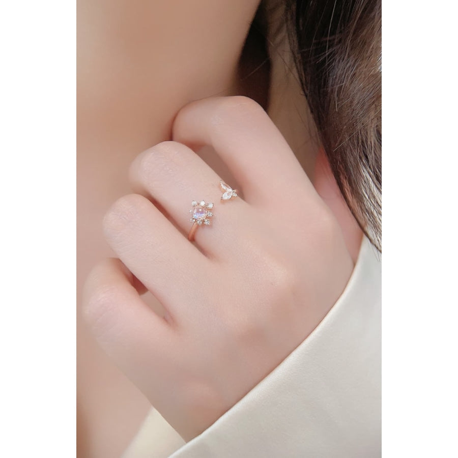 Moonstone 18K Rose Gold-Plated Open Ring Rose Gold / One Size