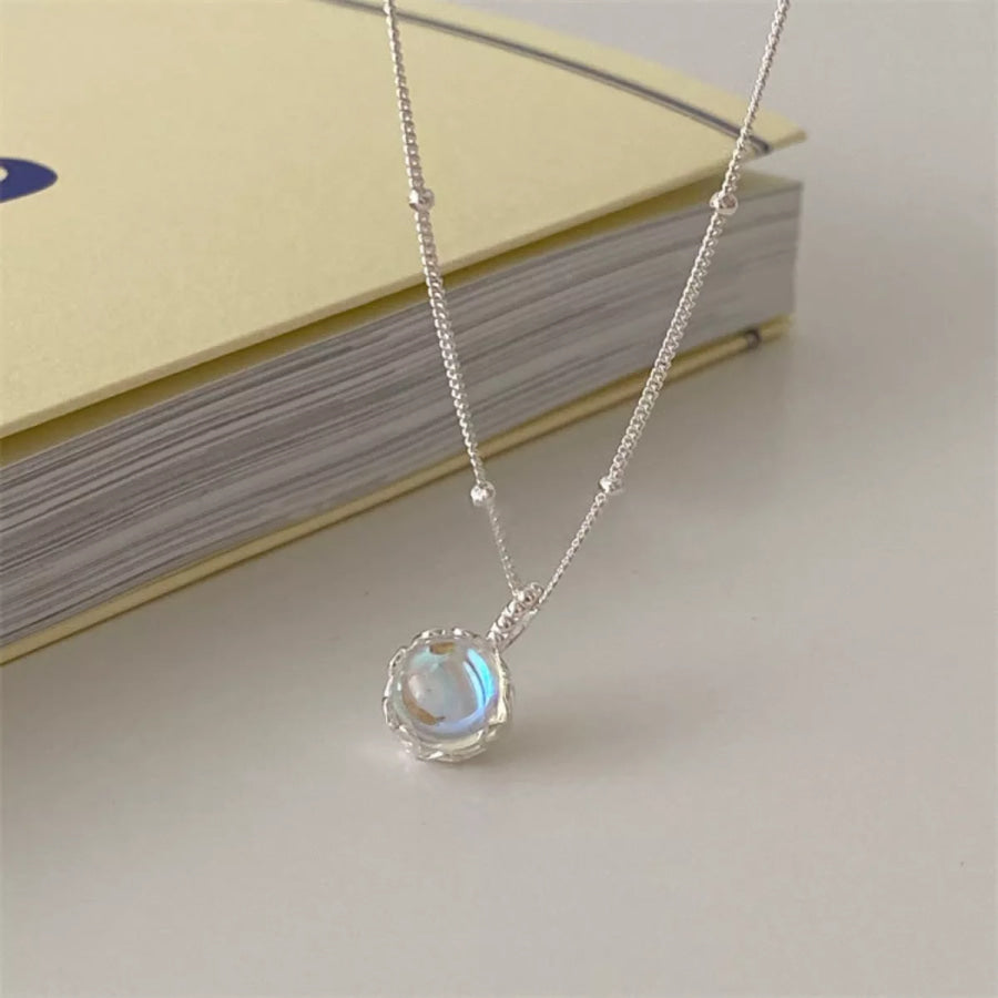Moonstone 925 Sterling Silver Necklace Silver / One Size Apparel and Accessories