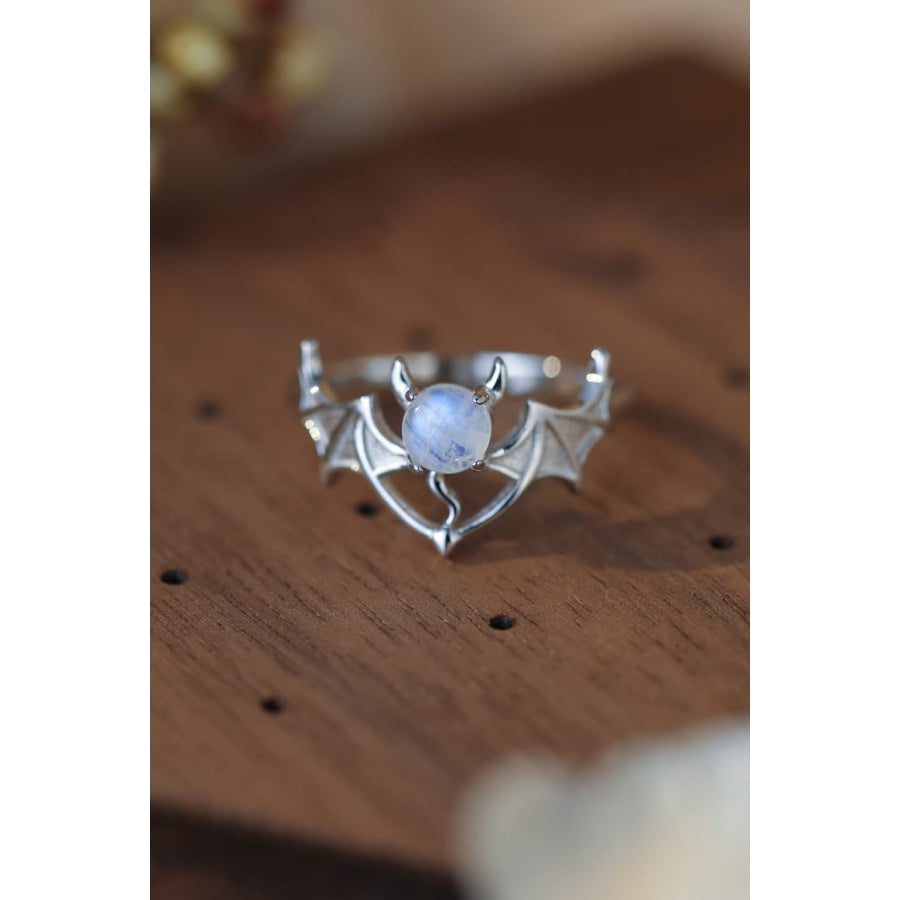 Moonstone Bat 925 Sterling Silver Ring Silver / 6