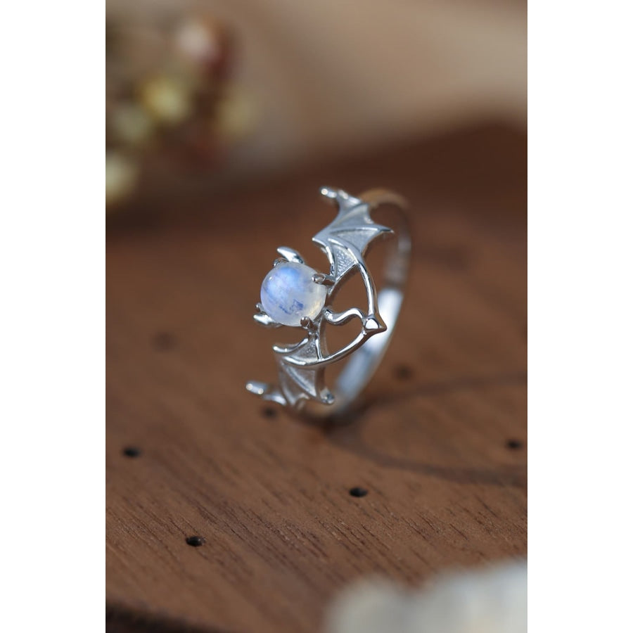 Moonstone Bat 925 Sterling Silver Ring Silver / 6