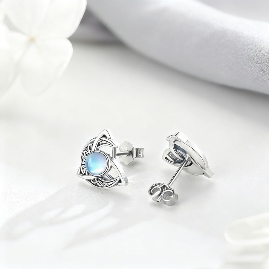Moonstone Stud Earrings Silver / One Size Apparel and Accessories