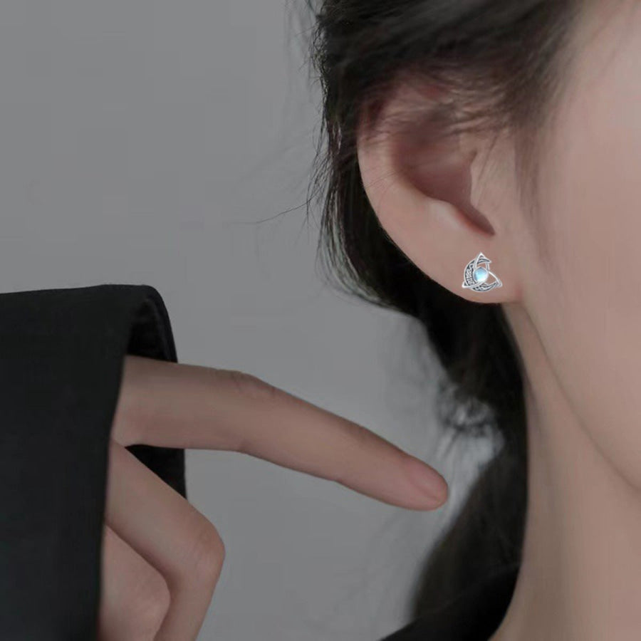 Moonstone Stud Earrings Silver / One Size Apparel and Accessories
