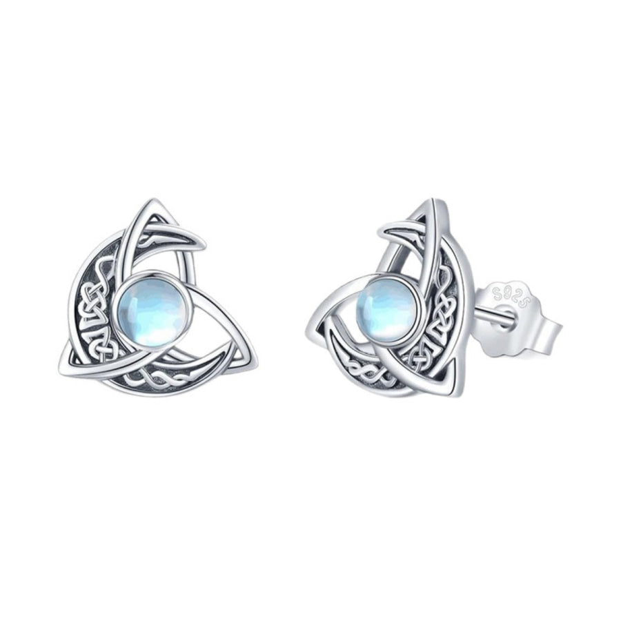 Moonstone Stud Earrings Silver / One Size Apparel and Accessories