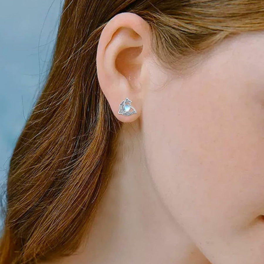 Moonstone Stud Earrings Silver / One Size Apparel and Accessories