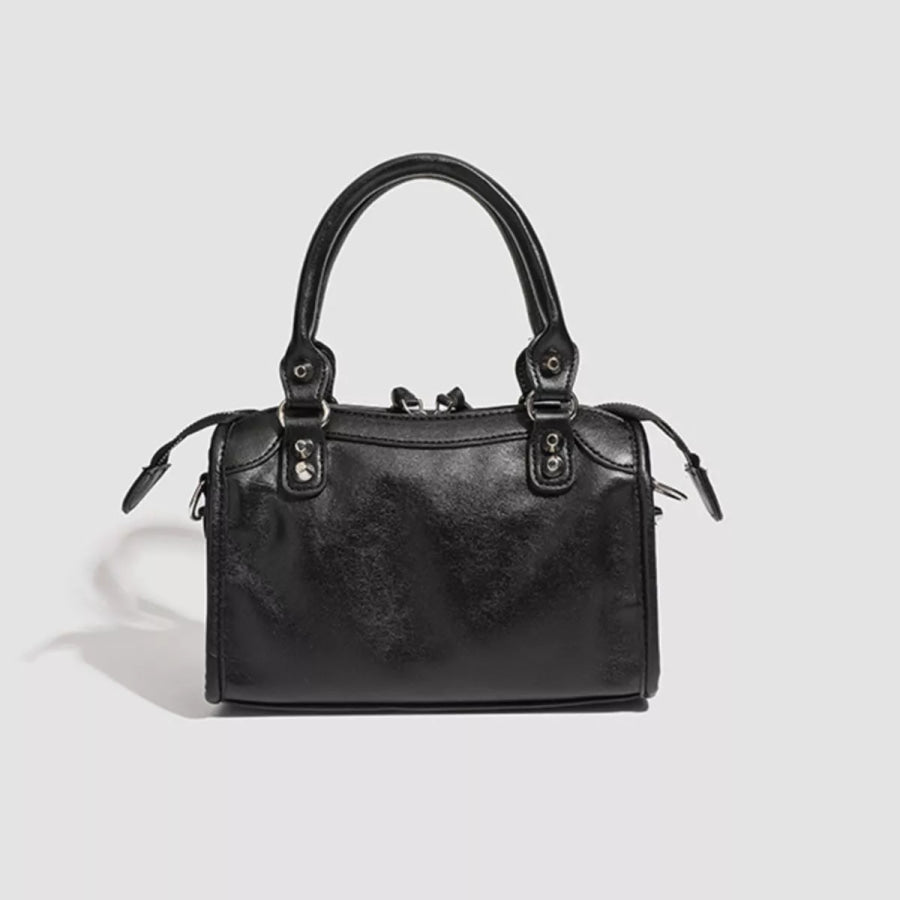 Motorcycle Style Studded Leather Crossbody Bag Black / onesize Apparel and Accessories