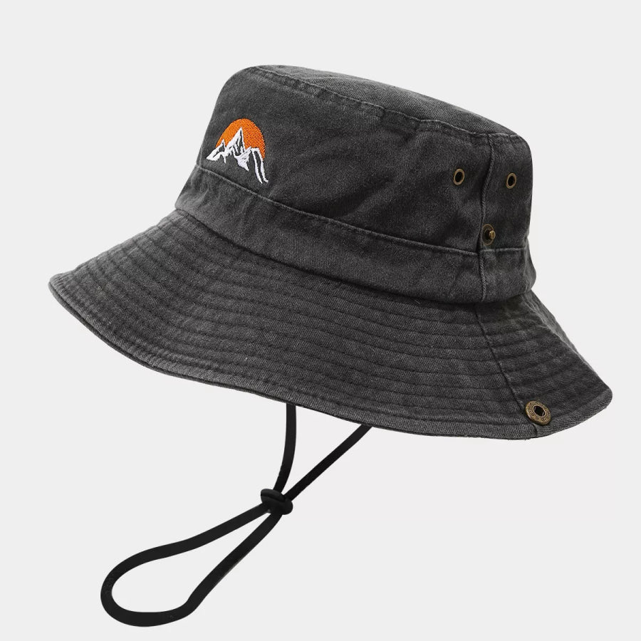 Mountain Embroidery Bucket Hat Black / One Size Apparel and Accessories