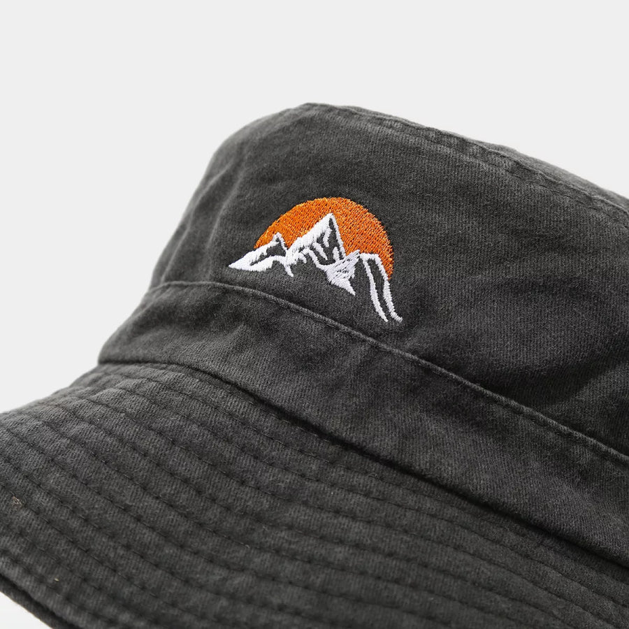 Mountain Embroidery Bucket Hat Black / One Size Apparel and Accessories