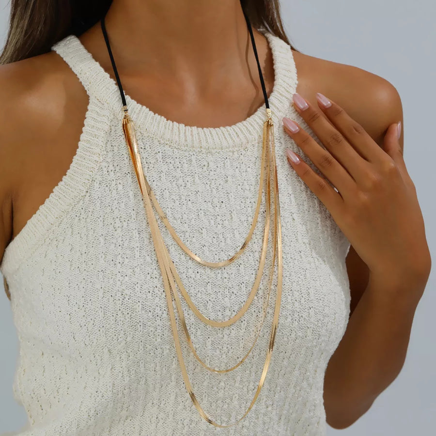 Multi-Layered Snake Chain Necklace Gold / onesize Apparel and Accessories