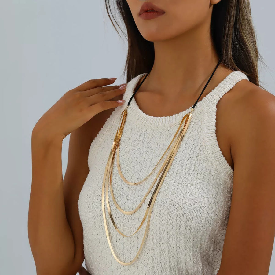 Multi-Layered Snake Chain Necklace Gold / onesize Apparel and Accessories
