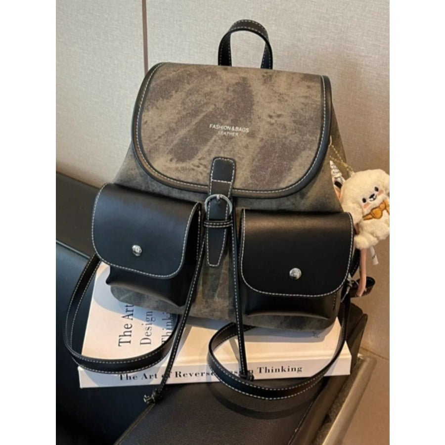Multi-Pocket Casual Backpack Bag Black / One Size Apparel and Accessories