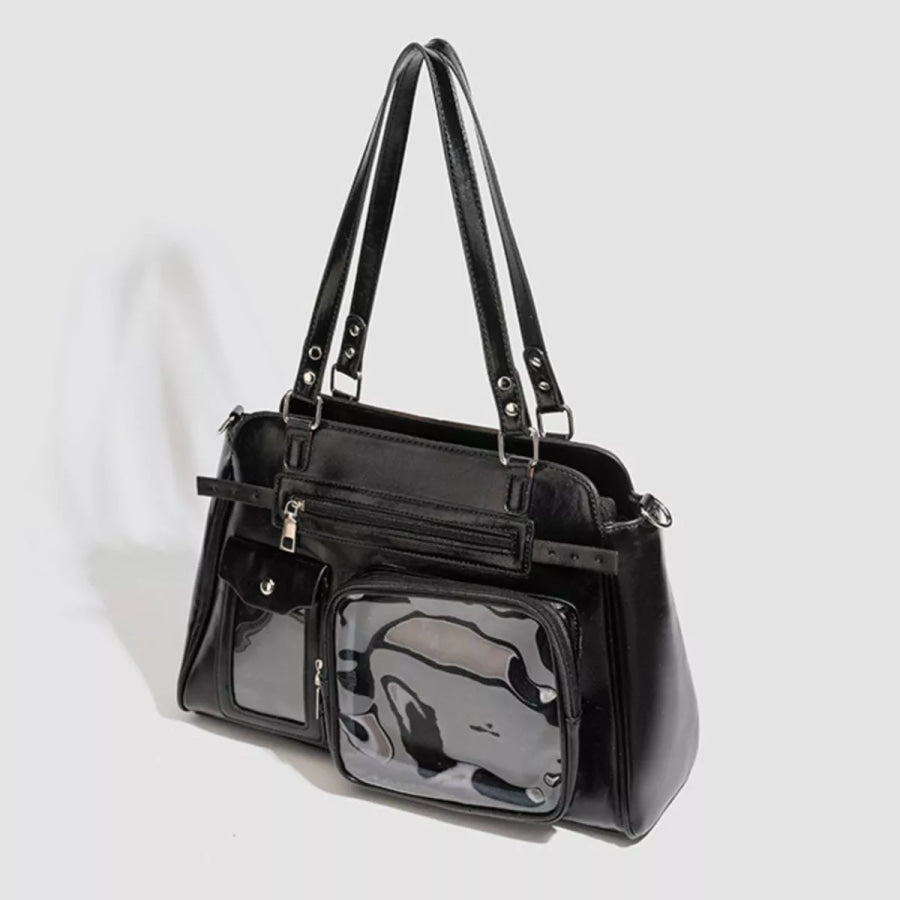 Multi-Pocket Clear Window Shoulder Bag Black / onesize Apparel and Accessories