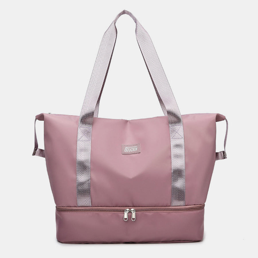 Multi Pocket Nylon Travel Bag Dusty Pink / One Size Apparel and Accessories