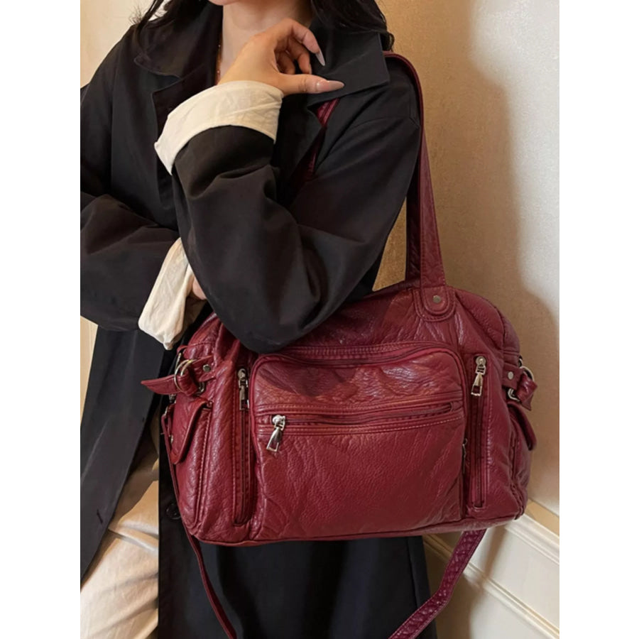 Multi Pocket Shoulder Bag Wine Red / onesize Apparel and Accessories