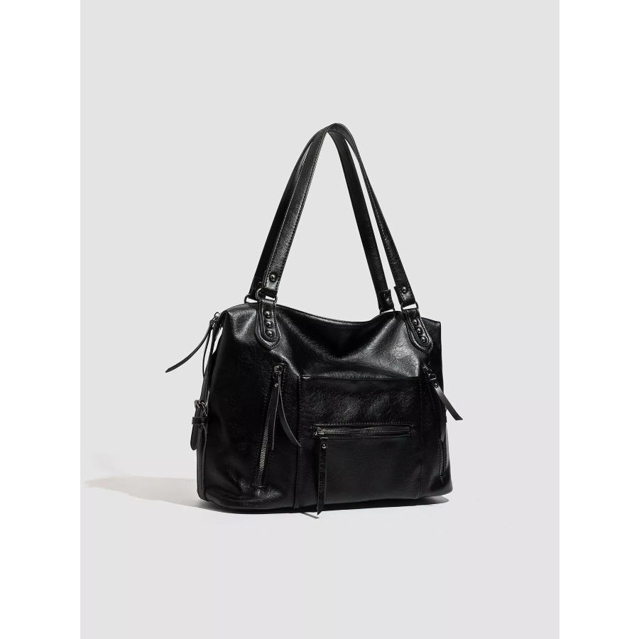 Multi-Pocket Zippered Shoulder Bag Black / onesize