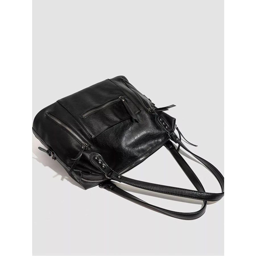 Multi-Pocket Zippered Shoulder Bag Black / onesize