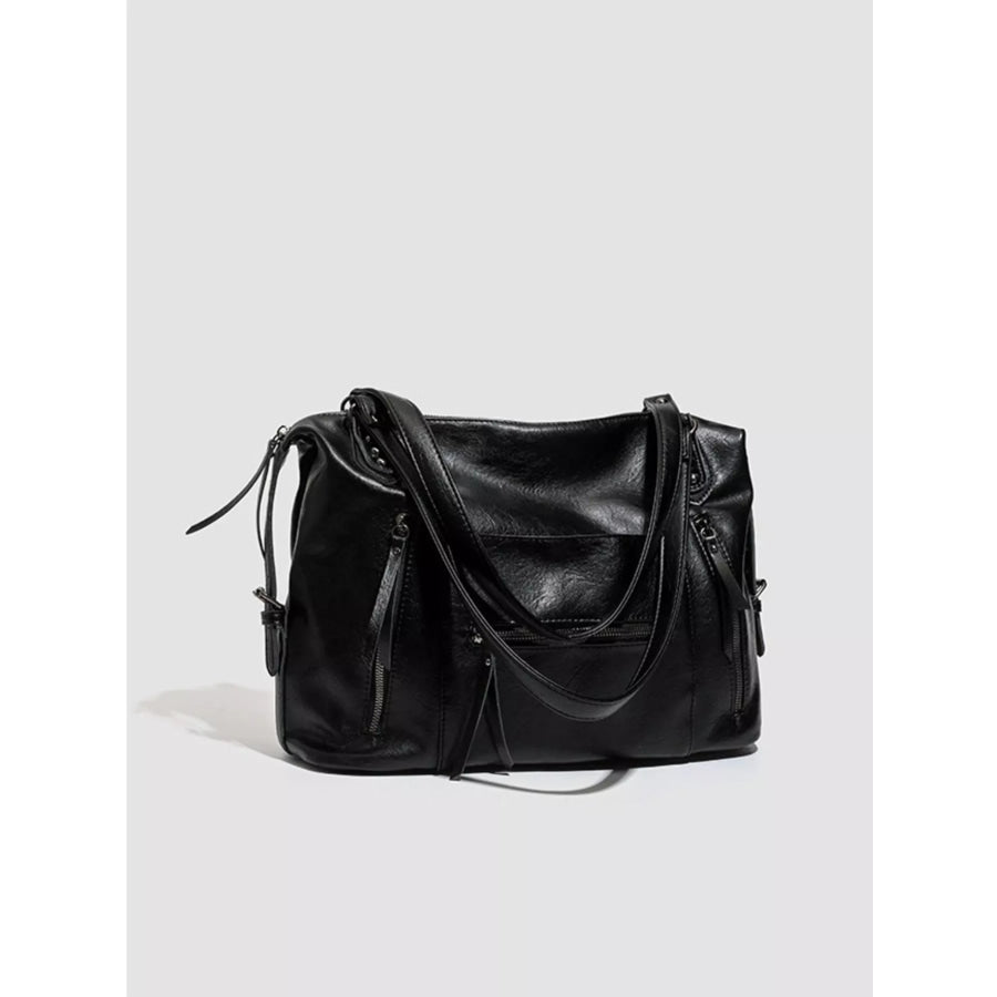 Multi-Pocket Zippered Shoulder Bag Black / onesize