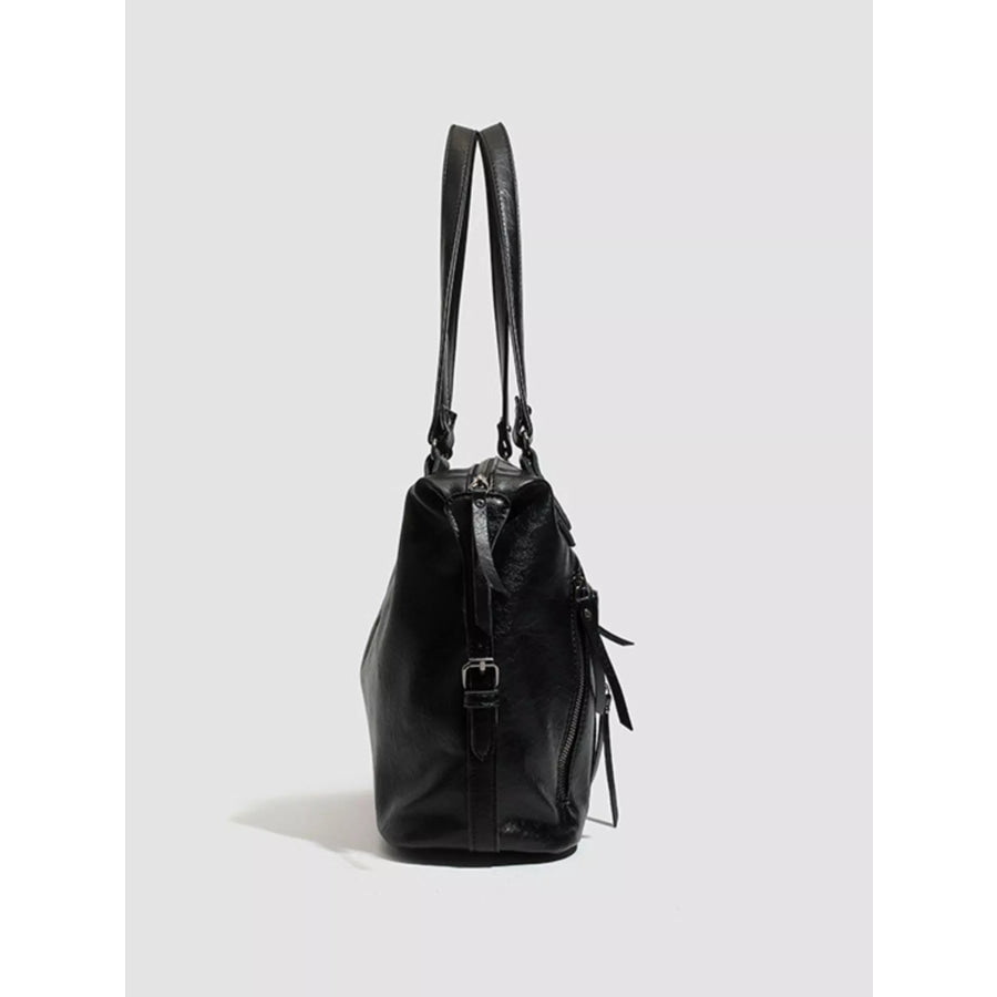 Multi-Pocket Zippered Shoulder Bag Black / onesize