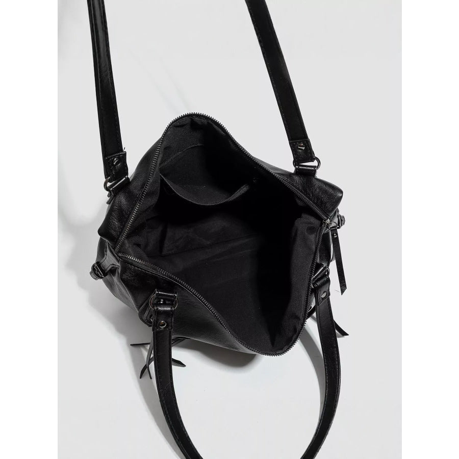 Multi-Pocket Zippered Shoulder Bag Black / onesize