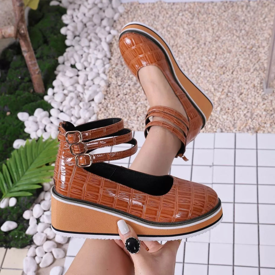 Multi-Strap Wedge Pumps Apparel and Accessories