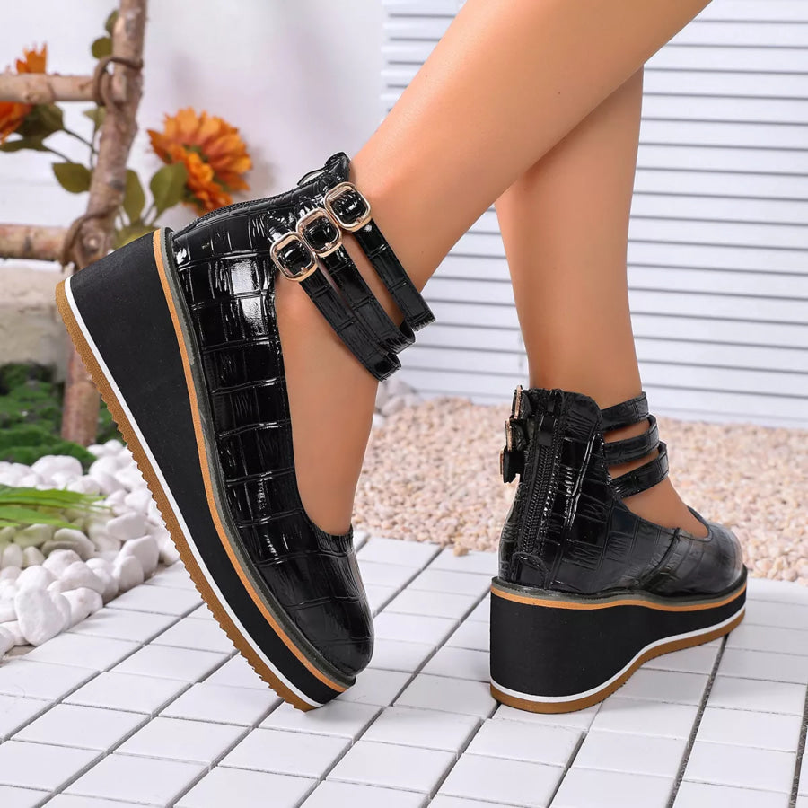 Multi-Strap Wedge Pumps Apparel and Accessories