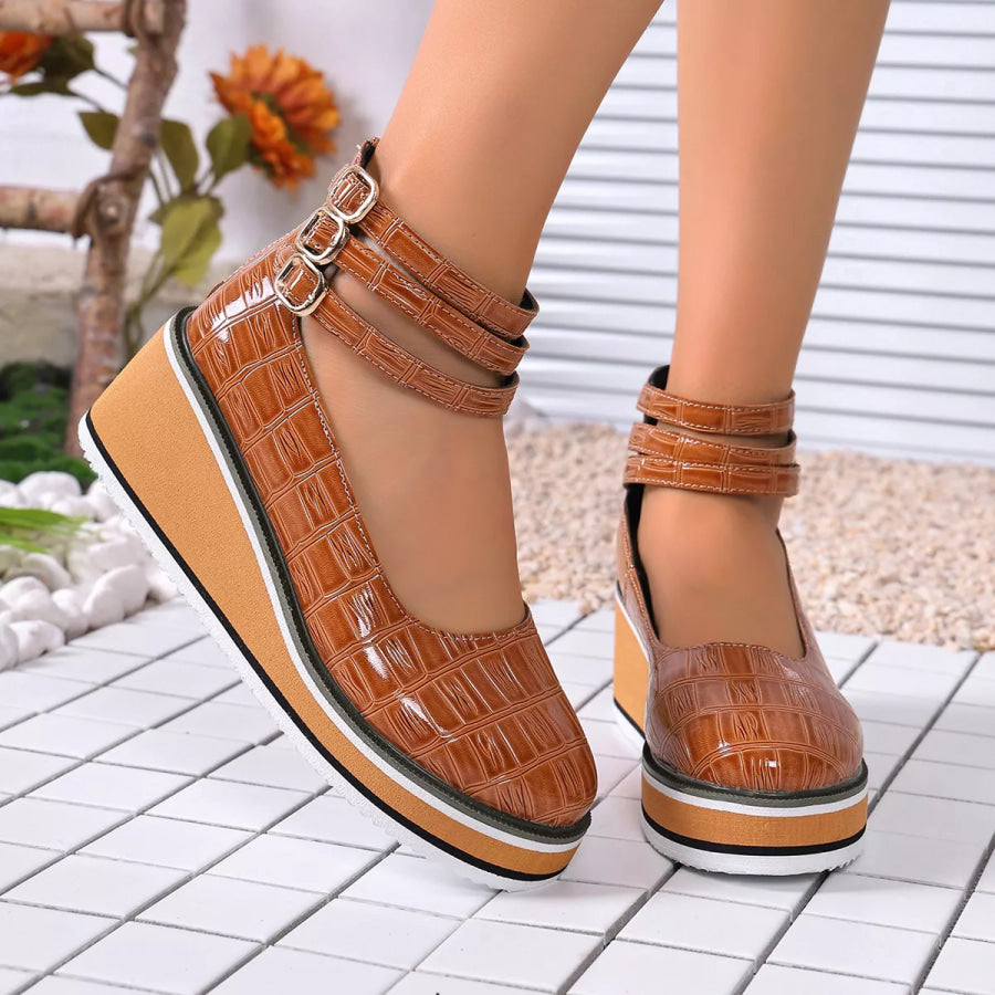 Multi-Strap Wedge Pumps Apparel and Accessories
