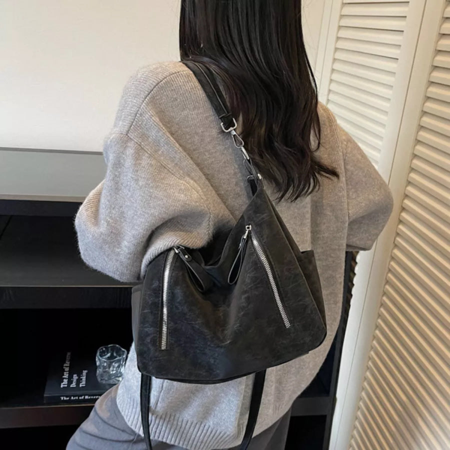 Multi-Zipper Casual Shoulder Bag Black / onesize Apparel and Accessories